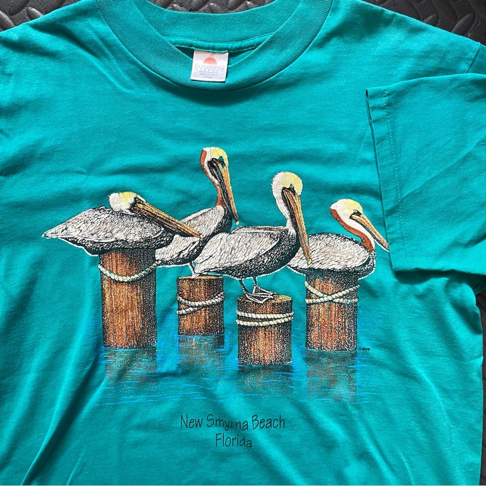 Vintage New Smyrna Beach Tee Shirt Large Single Stitch Made In USA